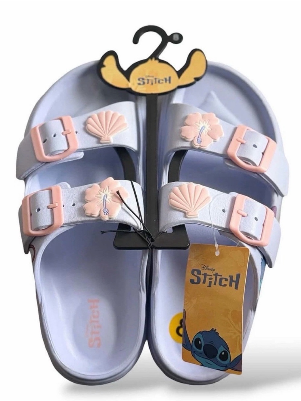 Disney Light Blue & Pink Kids' Sandals with Stitch Shell Accents